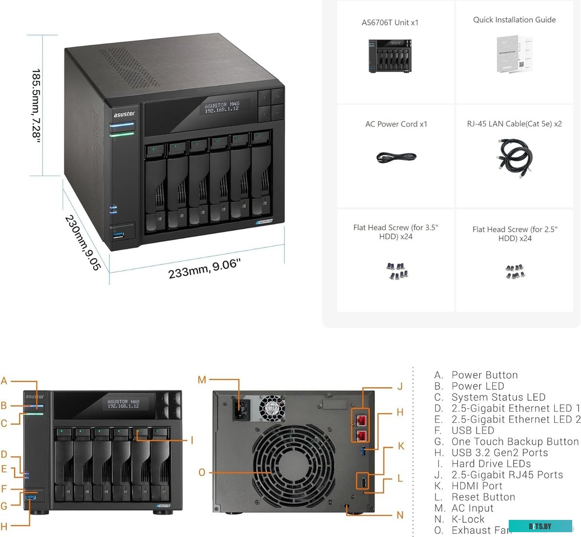 Сетевое хранилище ASUSTOR Lockerstor 6 Gen2 AS6706T