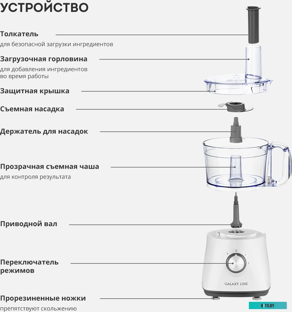 ГЛ2314Л Кухонный комбайн GALAXY LINE GL 2314,  серый