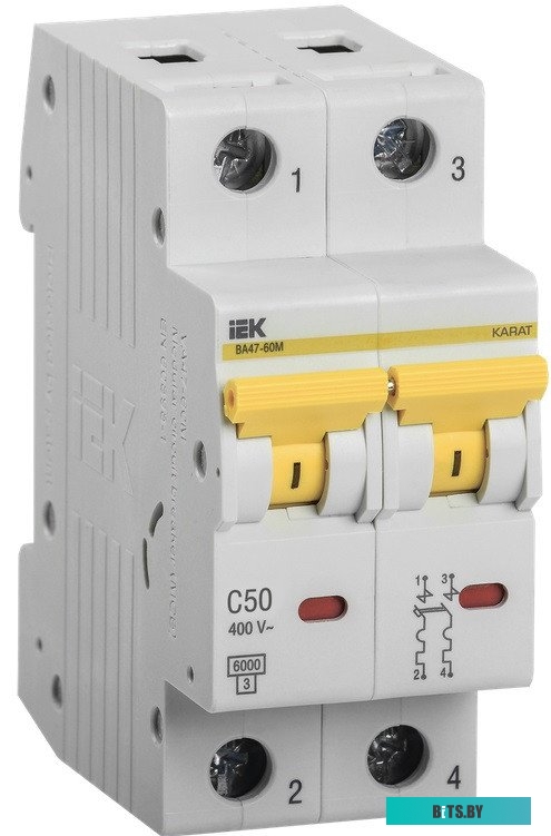 Выключатель автоматический IEK MVA31-2-050-C 50A тип C 6kA 2П 400В