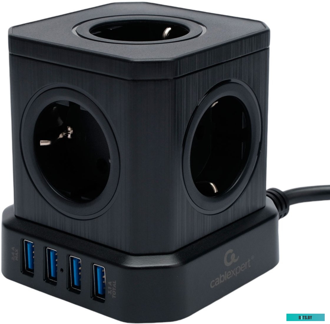 Сетевой фильтр Cablexpert TWR-9-U4-B-2 Tower, 9р, 16А, 4хUSB, 3.1А, 2м, ур.защиты 4+, черный TWR-9-U4-B-2