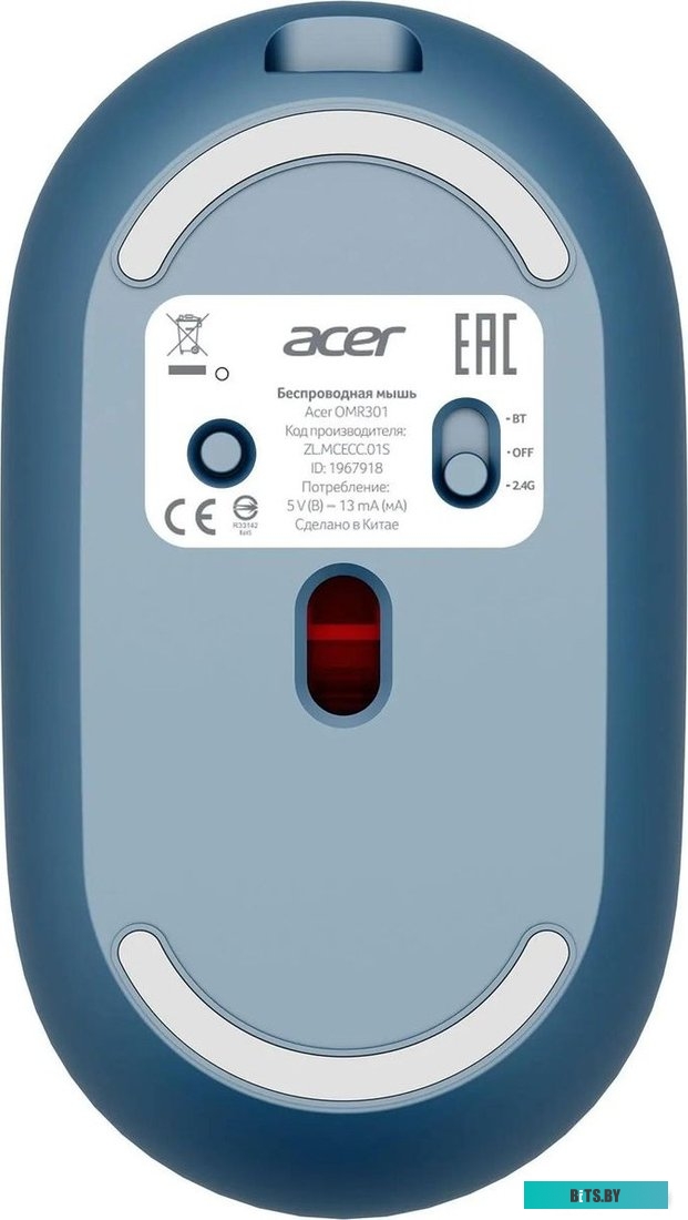 ZL.MCECC.01S Мышь Acer OMR301, оптическая, беспроводная, USB, синий [zl.mcecc.01s]