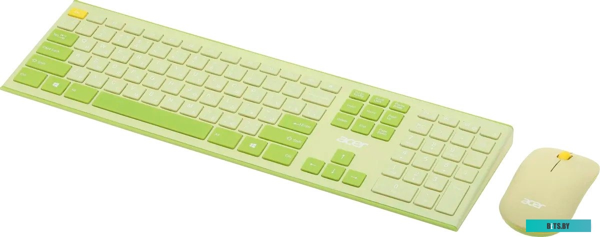 Комплект (клавиатура+мышь) Acer OCC205, USB, беспроводной, зеленый [zl.accee.00e]