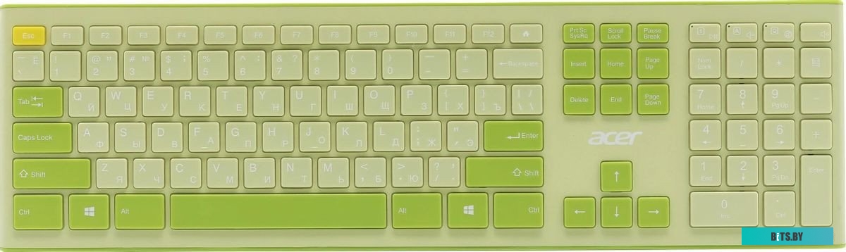 Комплект (клавиатура+мышь) Acer OCC205, USB, беспроводной, зеленый [zl.accee.00e]
