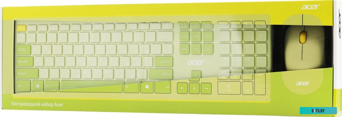 Комплект (клавиатура+мышь) Acer OCC205, USB, беспроводной, зеленый [zl.accee.00e]