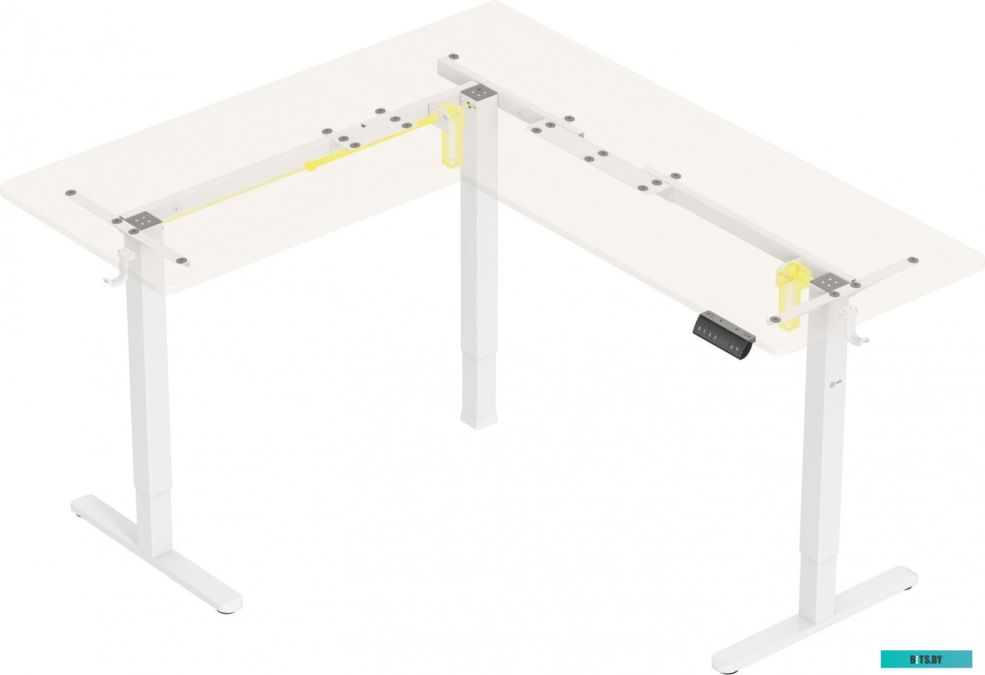 Стол для компьютера Cactus угловой подъёмный столешница МДФ белый дуб каркас белый 140x72x60см (CS-EDXL-WWD) CS-EDXL-WWD