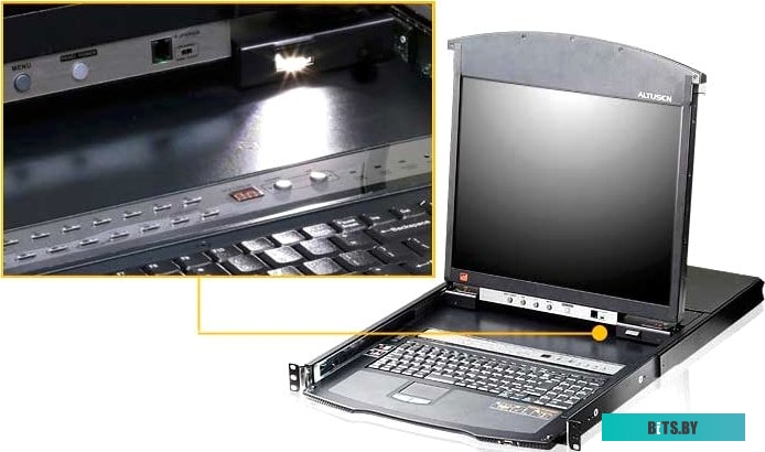 Aten KL1516AiM-AXA-RG 16-и портовый Dual Rail ЖК IP KVM-переключатель (IP KVM switch) с подключением по кабелю Cat5
