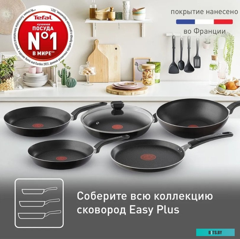 9100054095 Сковорода Tefal Easy Plus Э 04237124, 24см, без крышки,  черный [9100054095]