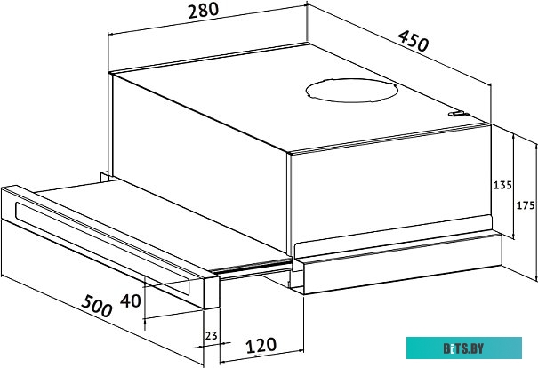 KHP 5637 GNX Встраиваемая вытяжка/ Встраиваемая с выдвижным экраном, ширина 50 см, 2 режима, у, клавишное управление, 600 м3/ч., алюминиевые жировые ф