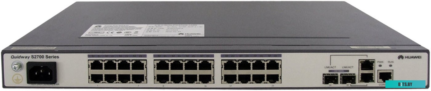 Коммутатор Huawei S2720-28TP-EI-AC 16 Ethernet 10/100 ports,8 Ethernet 10/100/1000,2 Gig SFP and 2 dual-purpose 10/100/1000 or SFP,AC 110/220V, арт.98