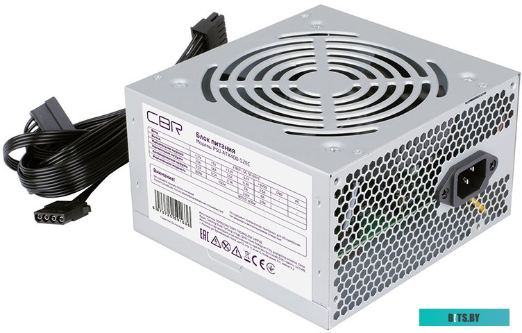 Блок питания CBR ATX 400W, 8cm fan, 20+4pin/1*4pin/1*IDE/2*SATA, кабель питания 1.2м [PSU-ATX400-08EC]