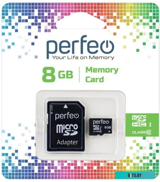Карта памяти Perfeo microSDHC Class 10 8GB + адаптер [PF8GMCSH10A]