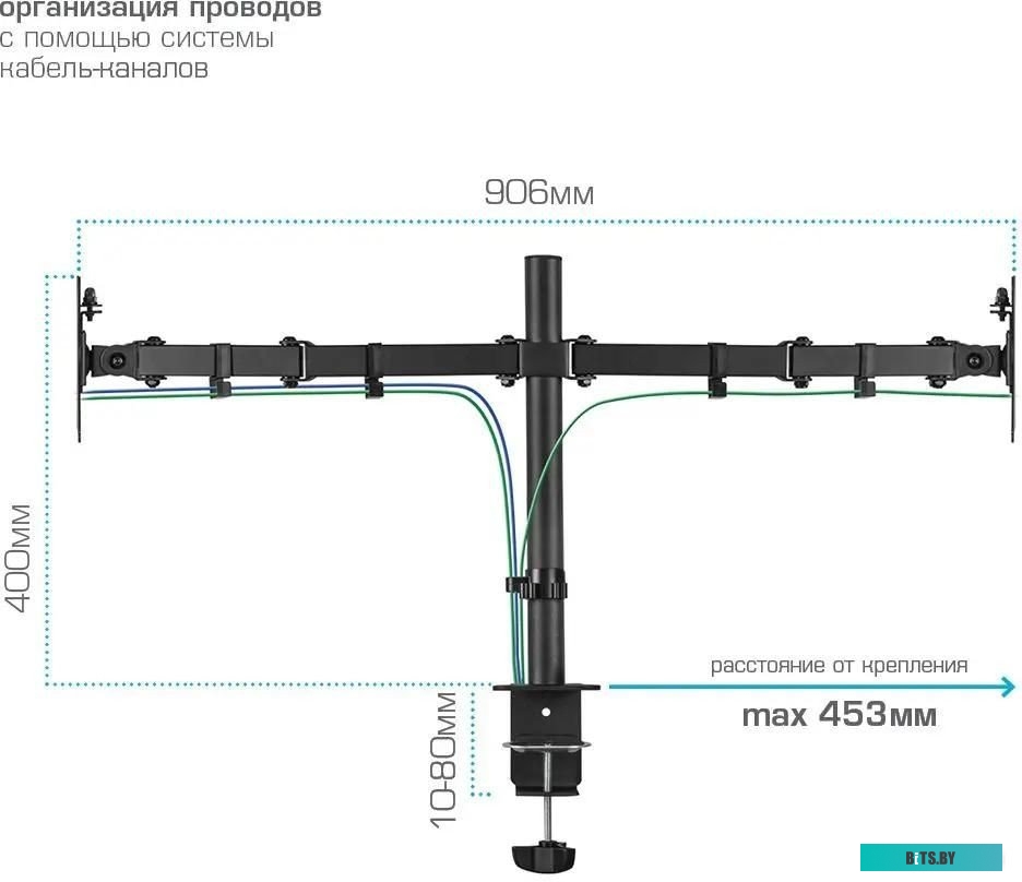 90421 Кронштейн для мониторов Kromax CASPER-508, до 32", до 10кг, настольный, поворот и наклон, черный  [90421]