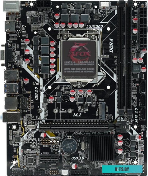 Материнская плата AFOX IH510D4-MA6-V2, LGA 1200, Intel H510, 2xDDR4, 3xSATA, 1xM.2, 1xPCI-E 4.0 x16, 1xPCI-E x1, 1xVGA, 1xHDMI, 1x 1Gb LAN, 2xUSB 2.0,