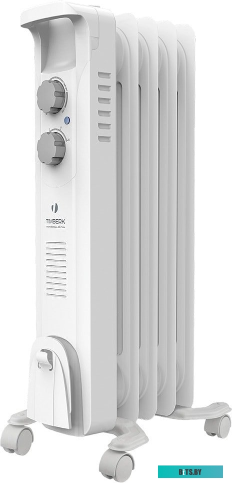 TOR 21.1005 BC Масляный радиатор Timberk TOR 21.1005 BC, с терморегулятором, 1000Вт, 5 секций, 3 режима, белый