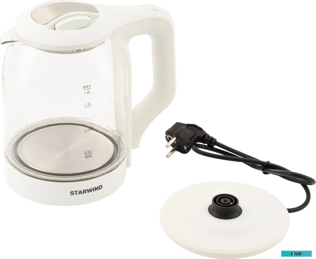 SKG1056 Чайник электрический StarWind SKG1056, 2000Вт, белый и прозрачный