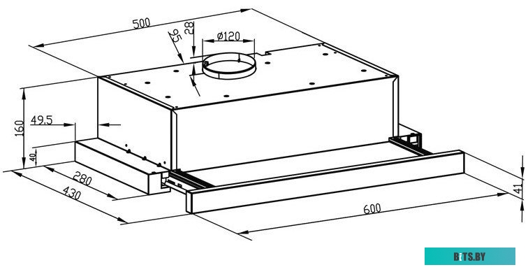 CHAT000037 Встраиваемая вытяжка LEX Hubble G 600, управление кнопочное, черный/стекло черное [chat000037]