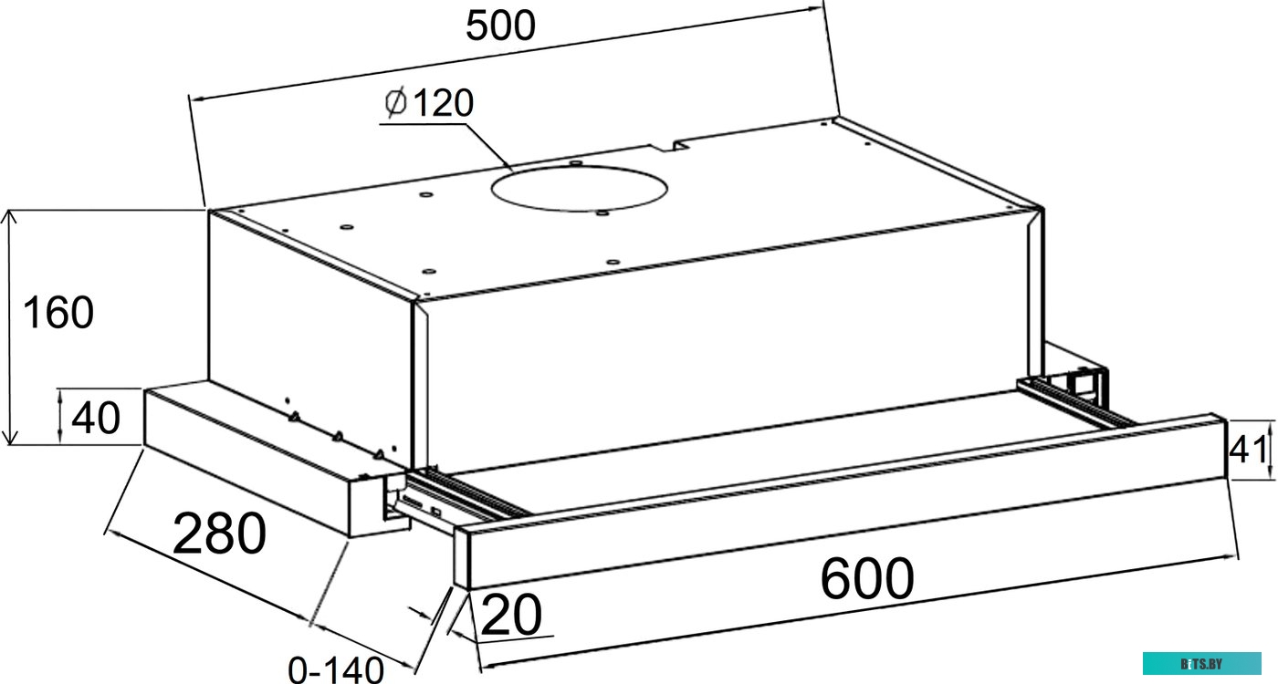 CHAT000085 Встраиваемая вытяжка LEX Hubble 600, управление кнопочное, черный [chat000085]