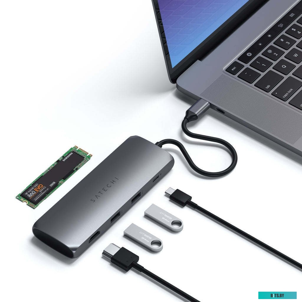 Внешний бокс для SSD Satechi USB-C NVME and SATA SSD Enclosure ST-UCNSEM