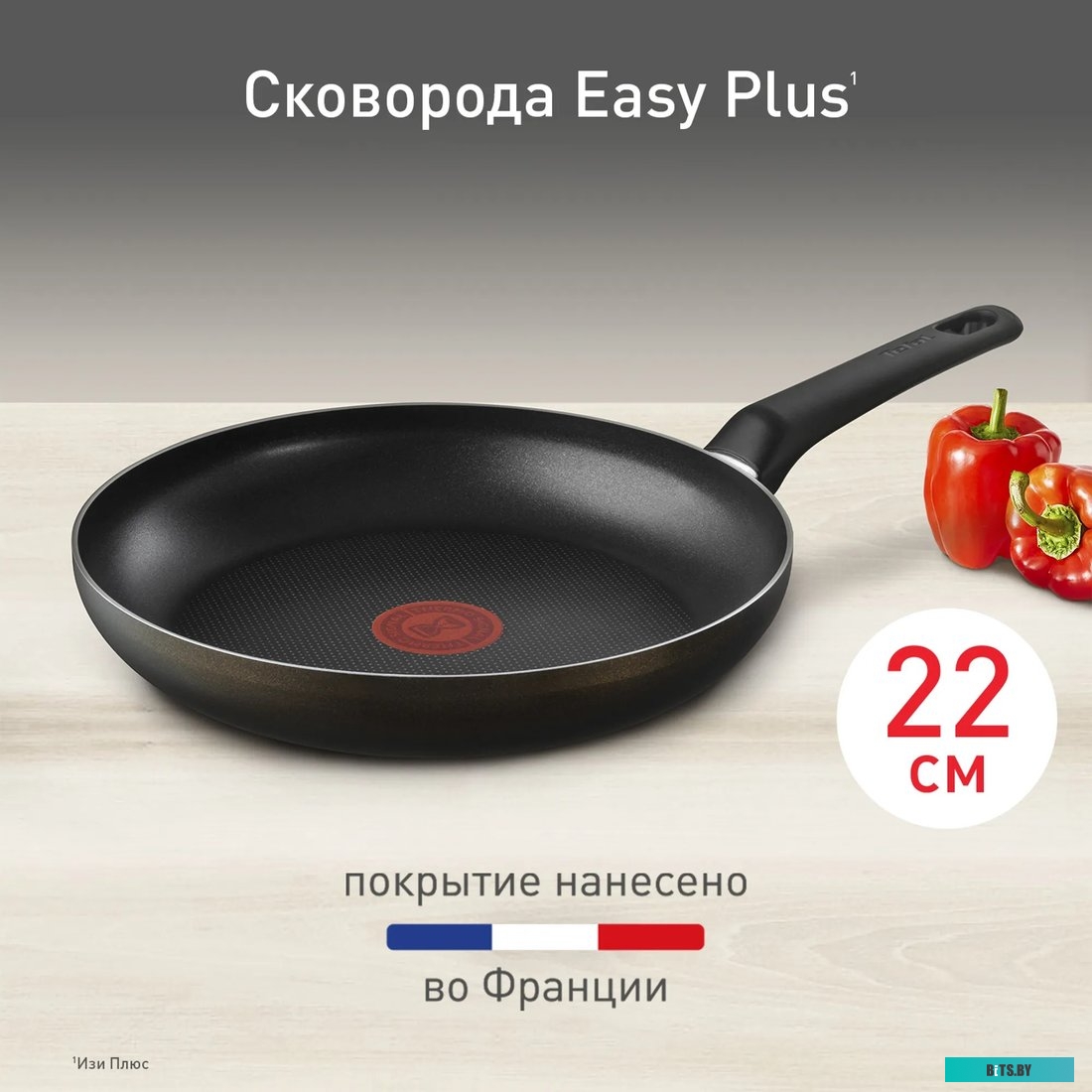 9100054094 Сковорода Tefal Easy Plus 4237122, 22см, без крышки,  черный [9100054094]