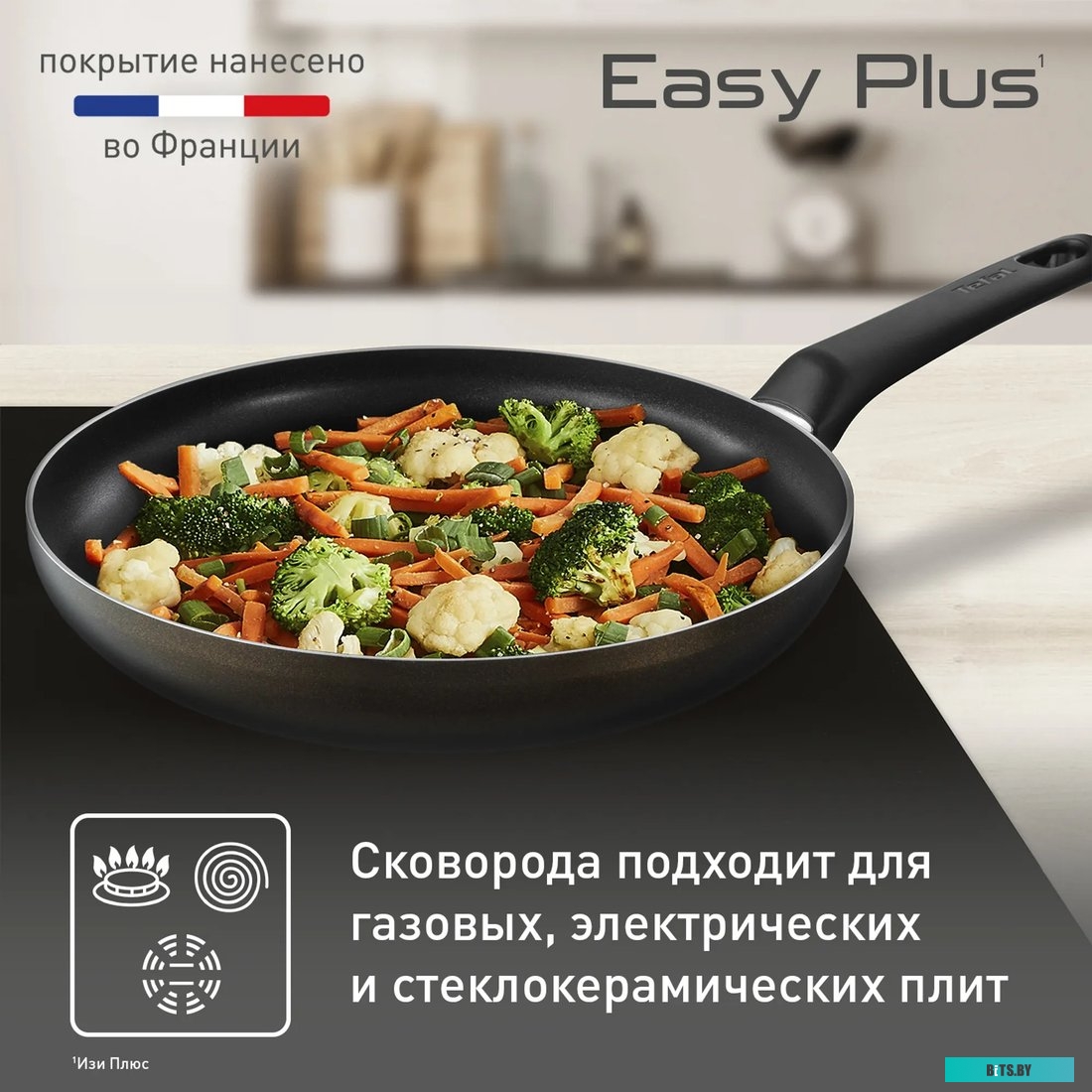 9100054094 Сковорода Tefal Easy Plus 4237122, 22см, без крышки,  черный [9100054094]