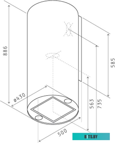 PRF0099288A Вытяжка каминная JET AIR Pipe IX/A/43,  нержавеющая сталь,  кнопочное управление [prf0099288a]
