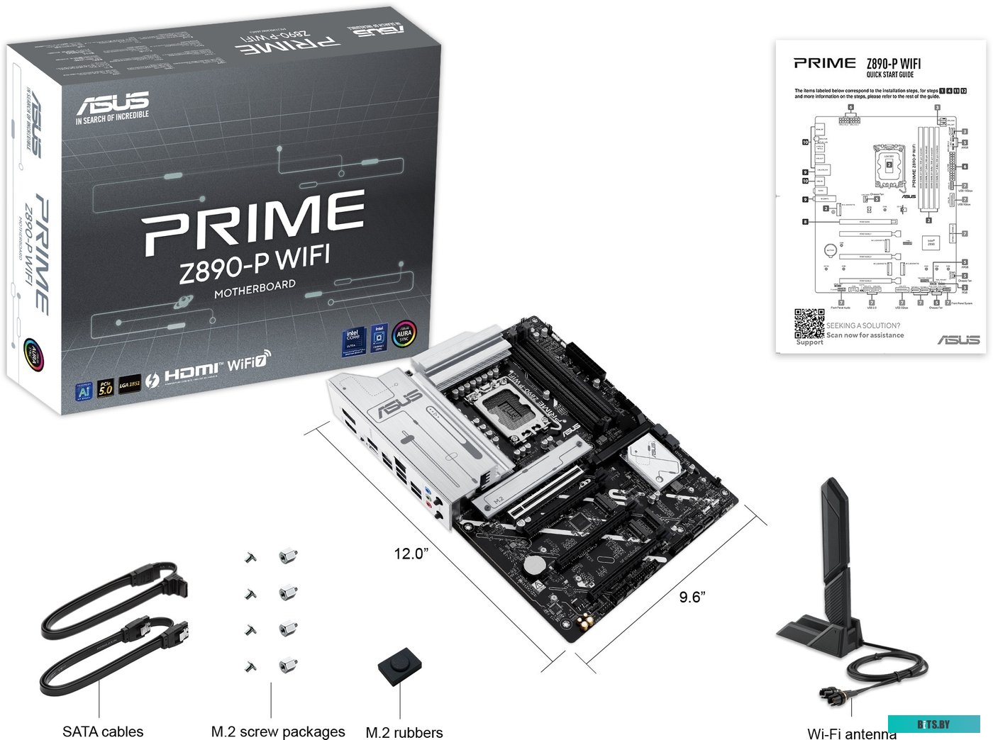 Материнская плата/ MB ASUS INTEL Z890 s1851, 4xDDR5(192GB), 1xPCIe 5.0x16, 3xPCIe 4.0x16, 1xLAN (2.5GbE), Wi-Fi, BT, 4xSATA 6Gb/s, 4xM.2, 1xThunderbol