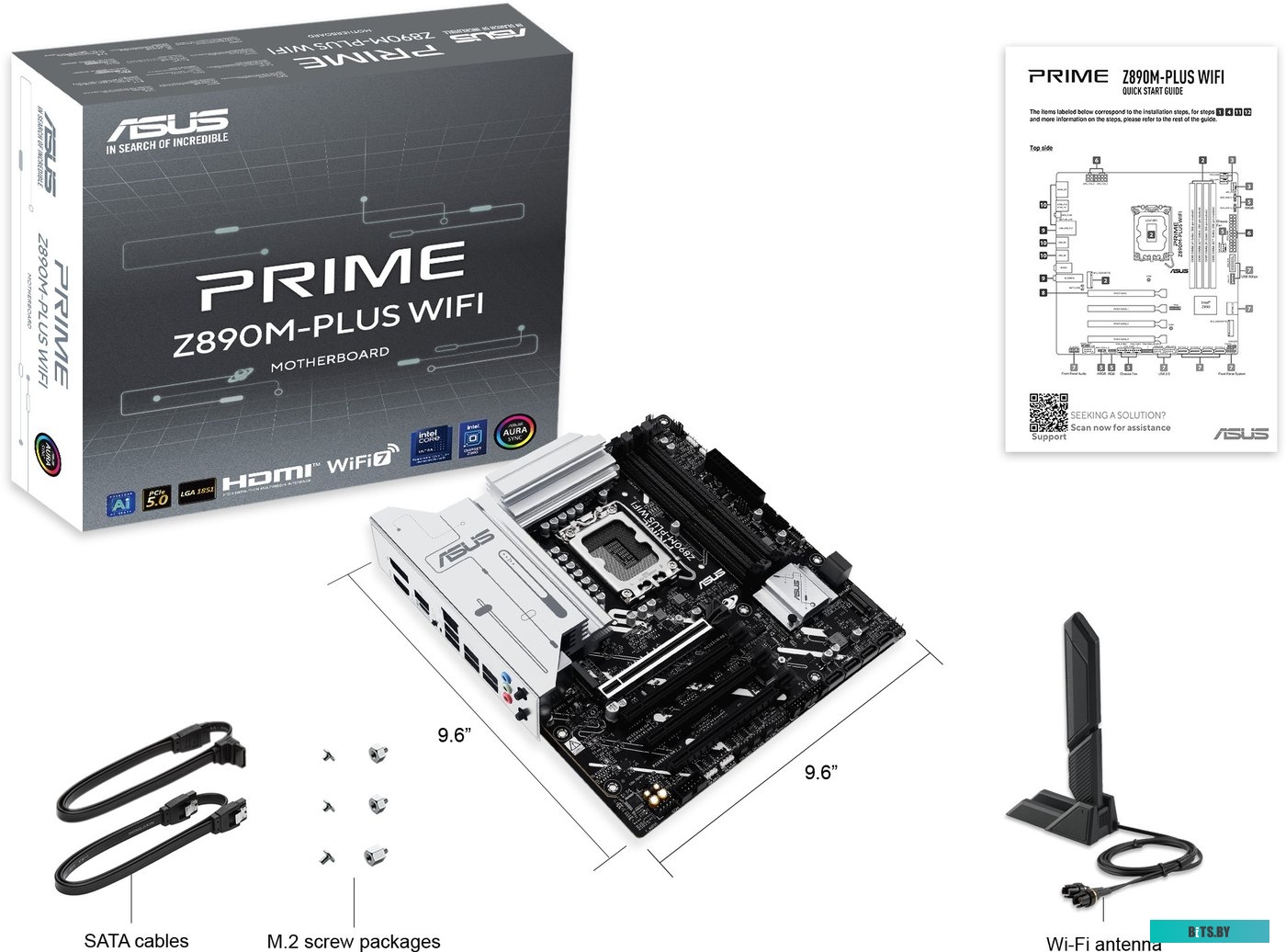 Материнская плата/ MB ASUS INTEL Z890 s1851, 4xDDR5(192GB), 1xPCIe 5.0x16, 3xPCIe 4.0x16, 1xLAN (2.5GbE), Wi-Fi, BT, 6xSATA 6Gb/s, 3xM.2, 1xUSB-C, 7xU