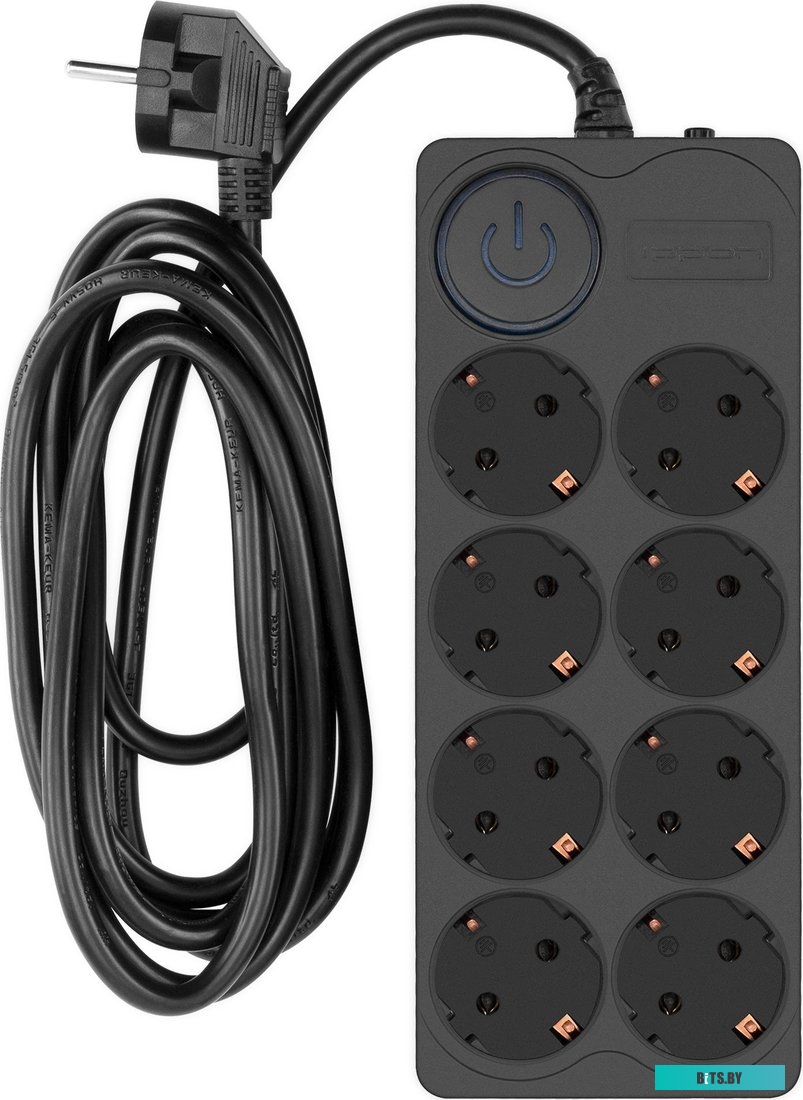 BK-8-EU-3-16-B Сетевой фильтр Ippon BK-8-EU-3-16-B 3м (8 розеток) черный (коробка)