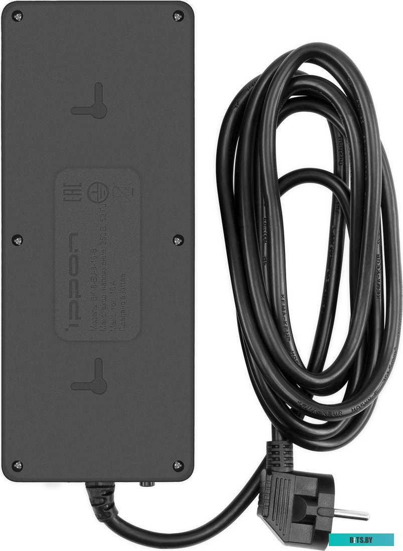 BK-8-EU-3-16-B Сетевой фильтр Ippon BK-8-EU-3-16-B 3м (8 розеток) черный (коробка)