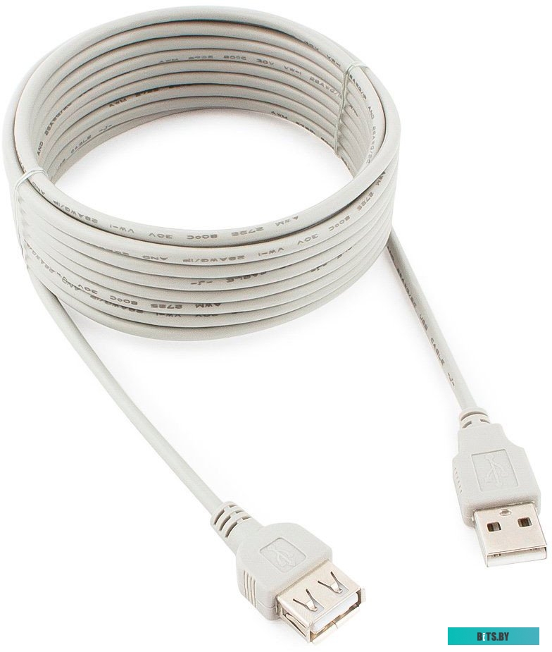 Кабель-удлинитель USB2.0 Cablexpert CC-USB2-AMAF-15-N, AM/AF, медь, 4.5м, серый, пакет CC-USB2-AMAF-15-N