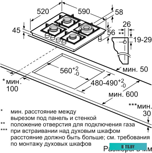 PPH6A6B20 HSG6T6FQU0 Газовая варочная поверхность Bosch PPH6A6B20 HSG6T6FQU0