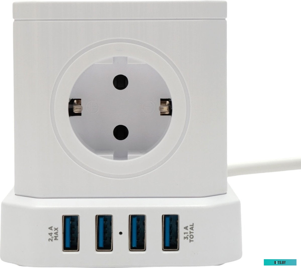 Cablexpert Сетевой фильтр Tower TWR-5-U4-W-3 (Tower 5р, 10А, 4 х USB, 3.1А, 3м, ур.защиты 4+) белый, коробка {22554} TWR-5-U4-W-3