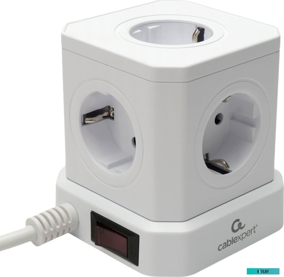 Cablexpert Сетевой фильтр Tower TWR-5-U4-W-3 (Tower 5р, 10А, 4 х USB, 3.1А, 3м, ур.защиты 4+) белый, коробка {22554} TWR-5-U4-W-3