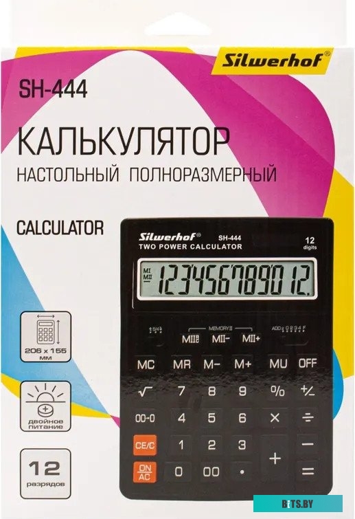 SH-444 Калькулятор настольный Silwerhof SH-444 черный