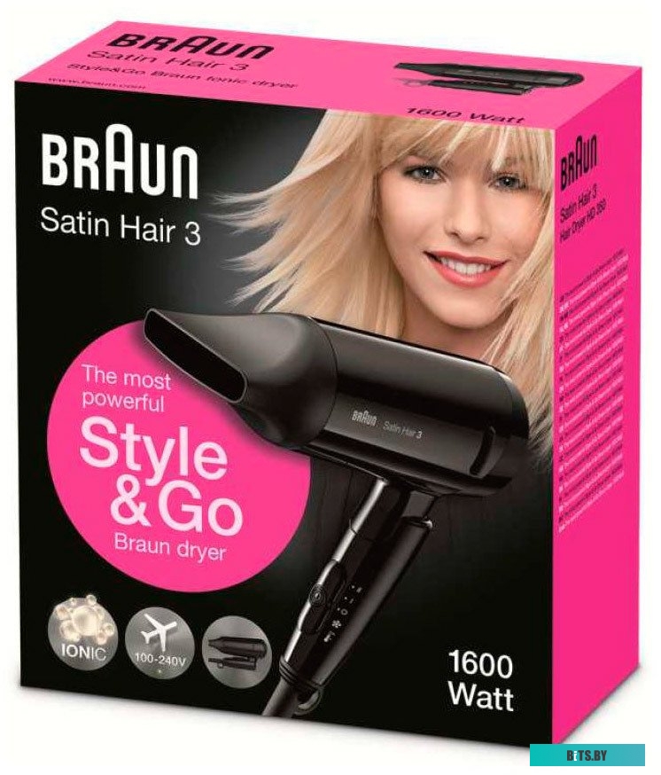 BRHD350E Фен Braun BRHD350E, дорожный, 1600Вт, черный