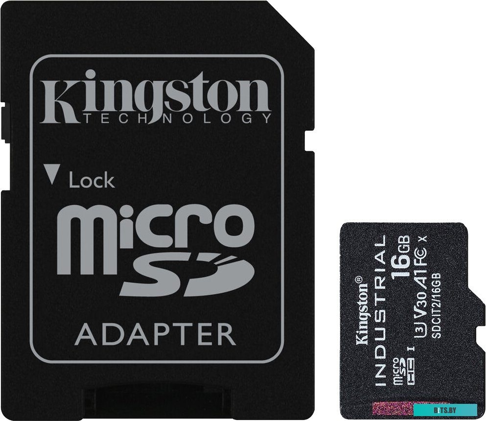 Карта памяти Kingston Industrial microSDHC SDCIT2/16GB 16GB (с адаптером)