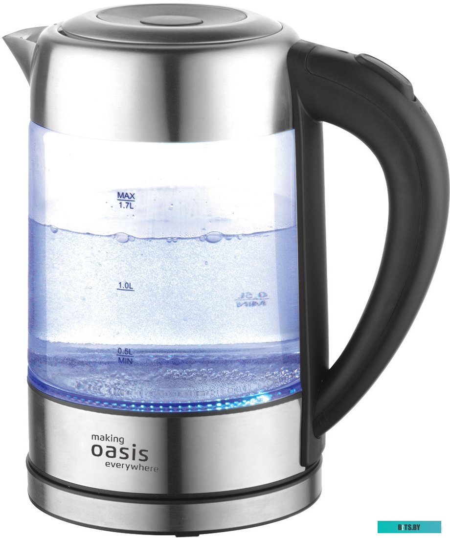 K-7GS Чайник электрический OASIS K-7GS, 2200Вт, сталь и черный