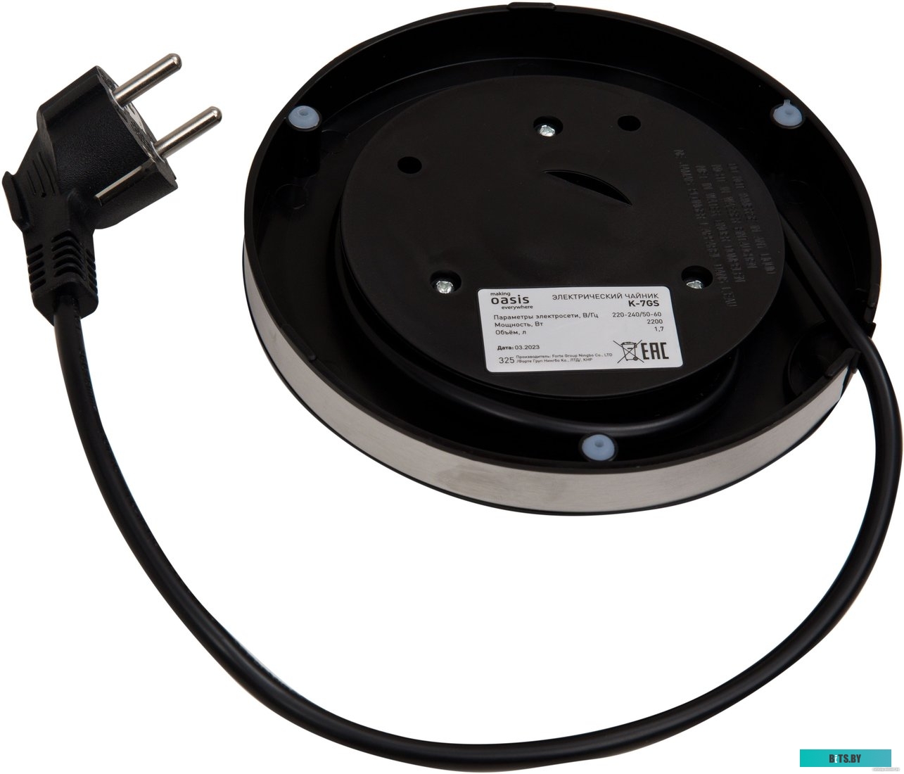 K-7GS Чайник электрический OASIS K-7GS, 2200Вт, сталь и черный