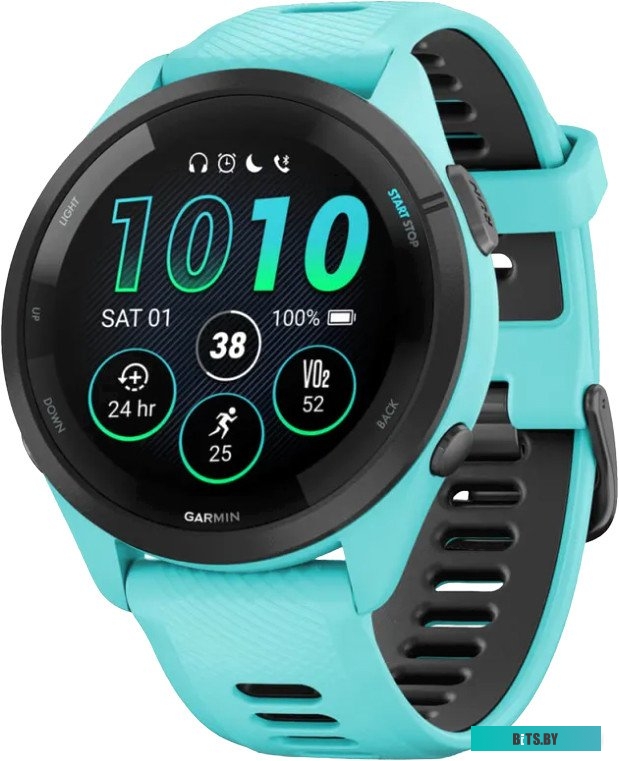 010-02810-12 Смарт-часы Garmin Forerunner 265,  33мм,  1.3",  черный/бирюзовый / бирюзовый [010-02810-12]