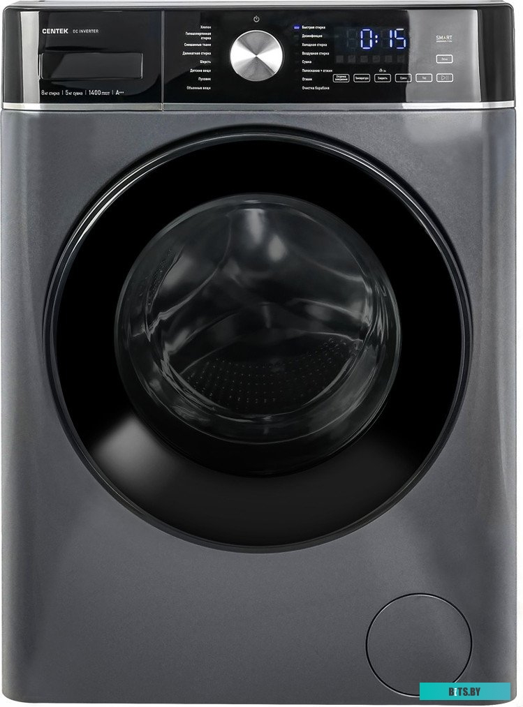 CT-1956 Стиральная машина CENTEK CT-1956, с фронтальной загрузкой, с паром, 8кг, 1400об/мин, с сушкой, инверторная