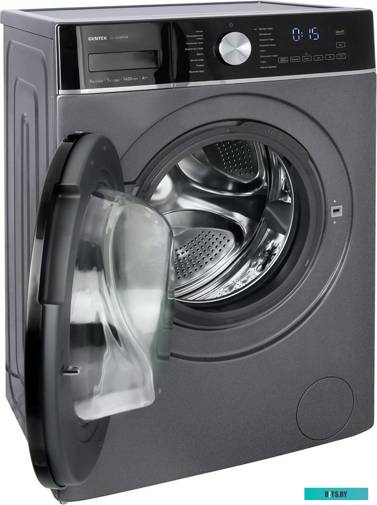 CT-1956 Стиральная машина CENTEK CT-1956, с фронтальной загрузкой, с паром, 8кг, 1400об/мин, с сушкой, инверторная