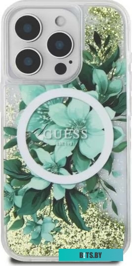 GUHMP16XLFMWTN Guess Liquid Glitter Flowers (MagSafe) для iPhone 16 Pro Max GUHMP16XLFMWTN