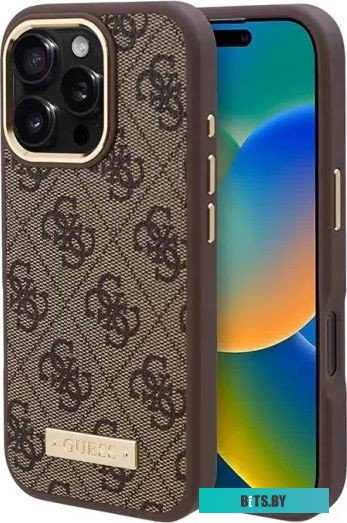 GUHMP16LU4GPRW Guess PU 4G Plate metal logo (MagSafe) для iPhone 16 Pro GUHMP16LU4GPRW