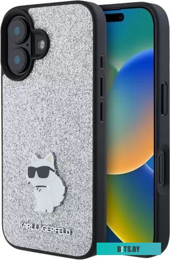KLHCP16SGCNPSG Lagerfeld Fixed glitters NFT Choupette Metal pin для iPhone 16 KLHCP16SGCNPSG