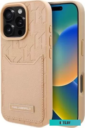 KLHCP16LPGKHPRPW Lagerfeld Cardslot PU Grained Monogram with Pocket для iPhone 16 Pro KLHCP16LPGKHPRPW