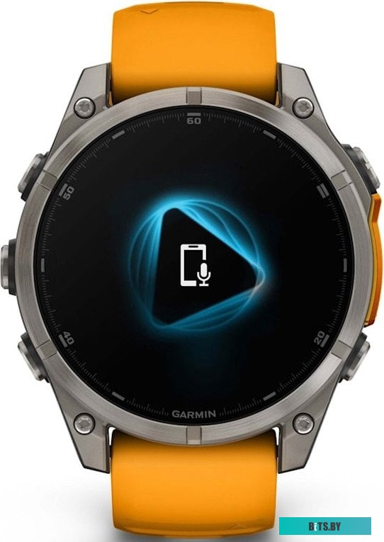 010-02904-11 Garmin Fenix 8 Sapphire, Titanium 47мм (светло-серый, оранжевый силиконовый ремешок)