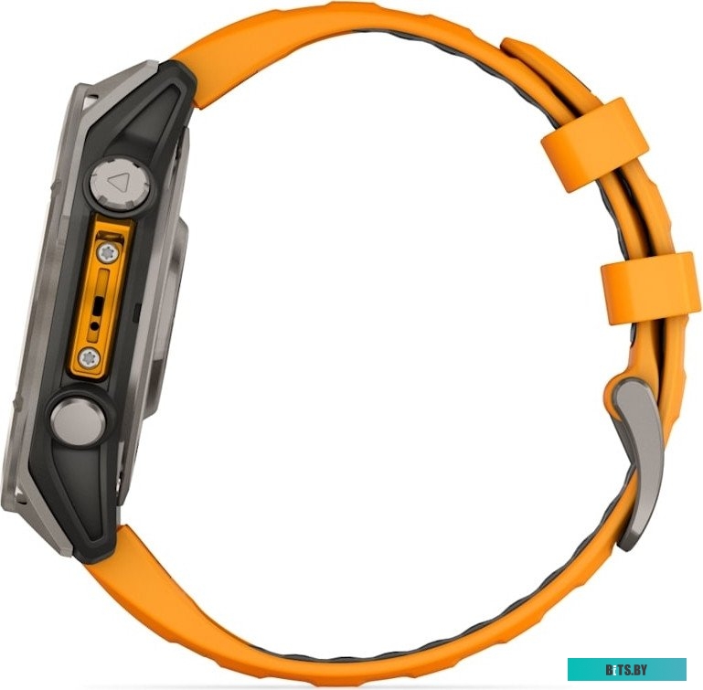 010-02904-11 Garmin Fenix 8 Sapphire, Titanium 47мм (светло-серый, оранжевый силиконовый ремешок)