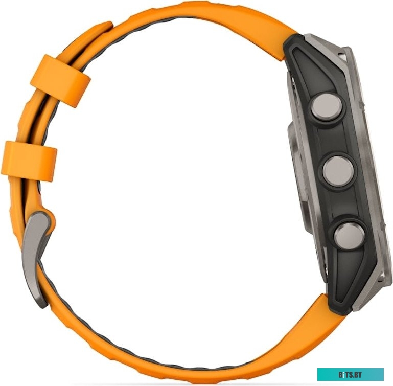 010-02904-11 Garmin Fenix 8 Sapphire, Titanium 47мм (светло-серый, оранжевый силиконовый ремешок)