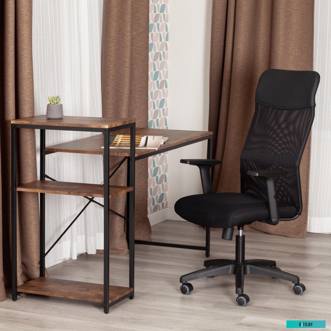 20536, 4610095493609 TetChair Practic Plt кожзам/ткань (черный)