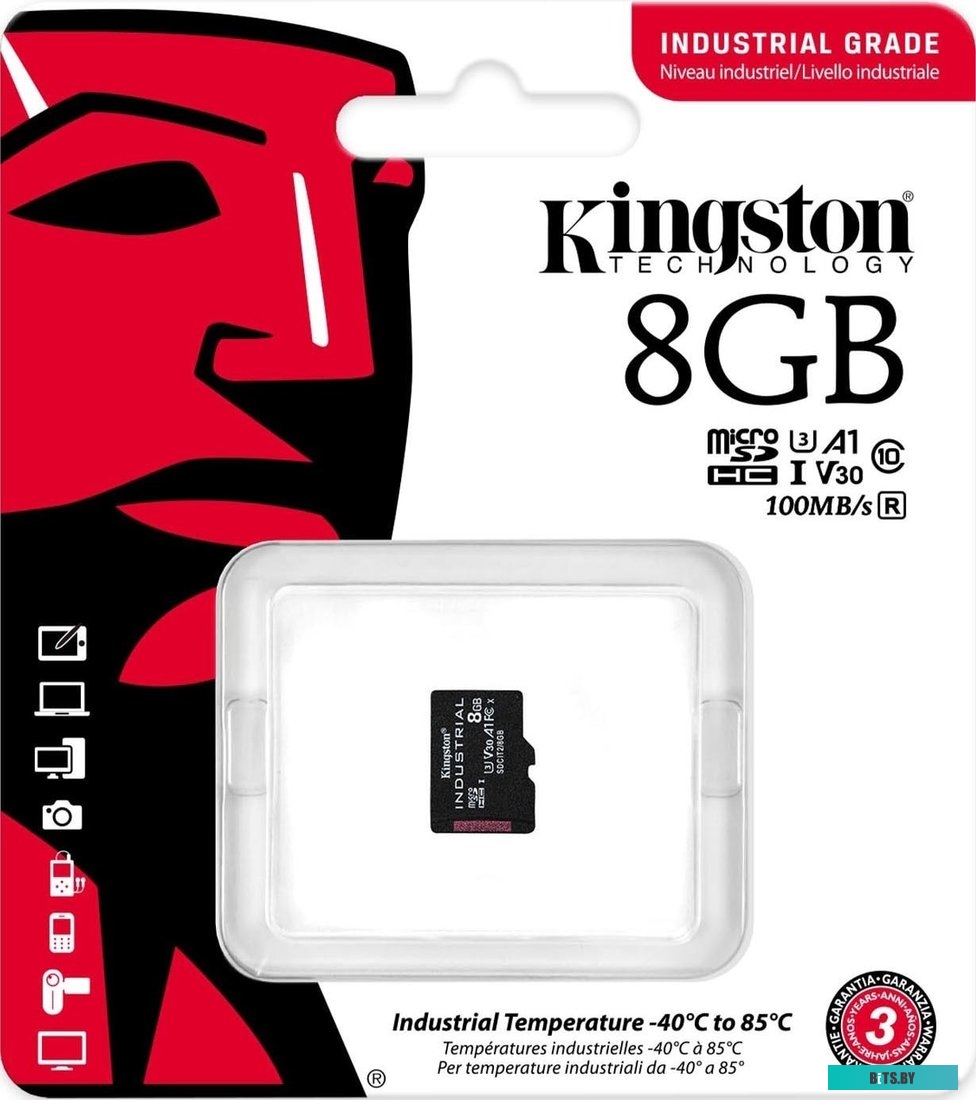 Карта памяти Kingston Industrial microSDHC SDCIT2/8GBSP 8GB